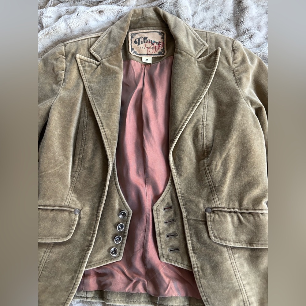 Gorgeous Vintage Velvet Blazer Jacket Fillmore Studio Light Sage Green. Rare